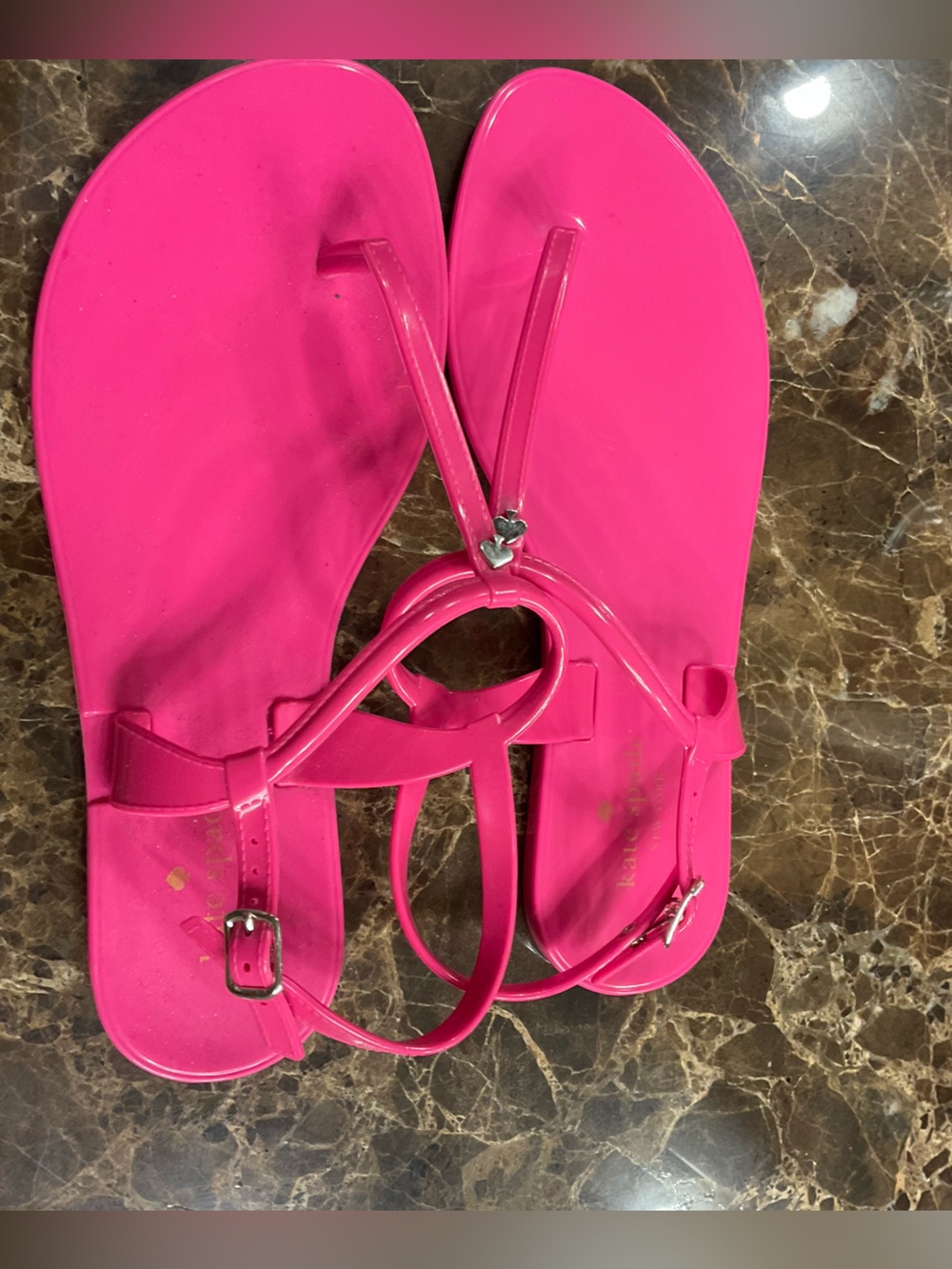 Kate Spade Hot Pink Jelly T-Strap Sandals